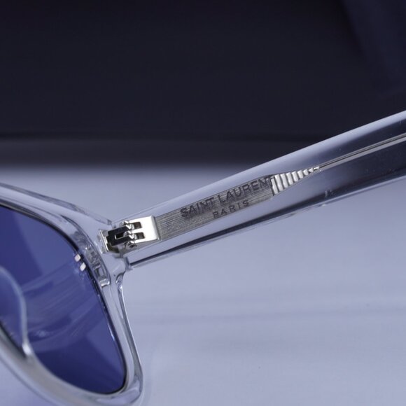 Saint Laurent SL51 RIM 004 Square Sunglasses - Crystal/Blue - Picture 6 of 10